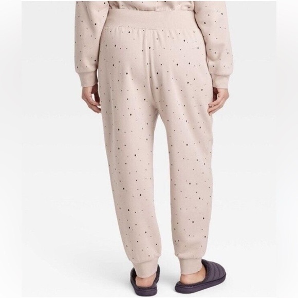 NWT A New Day Womens Sweatpants Lounge Pants Pockets Polka Dot Taupe joggers - Picture 1 of 5